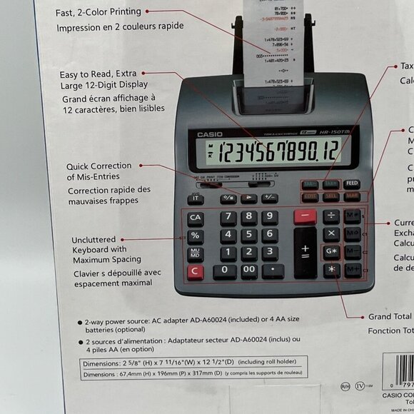 Casio HR-150TM Plus-W Desktop Printing Calculator 12 Digit XL Display NIB - Picture 11 of 14